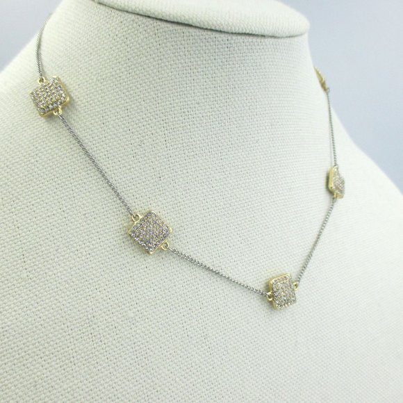 White House Black Market Gold Chain & CZ Neutral Necklace Romantic Luxury NEW - Picture 3 of 11